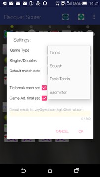 Racquet Game Scorer Free游戲截圖2