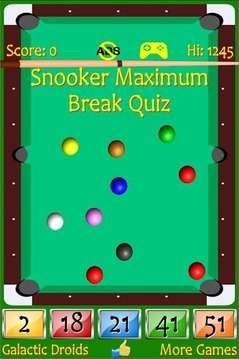 Snooker Maximum Break Quiz游戲截圖3