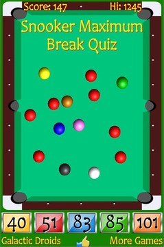 Snooker Maximum Break Quiz游戲截圖2