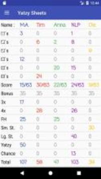 Yatzy Score Sheets & Dice Roller游戲截圖1