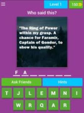 Quiz Lord of the Rings Quotes游戲截圖5