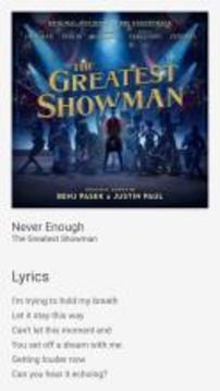 Never Enough - Just Lyrics - Greatest Showman游戲截圖1