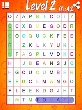 Word Search Fruits And Vegetable游戲截圖1