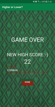 Higher or Lower? - Card Game!游戲截圖2