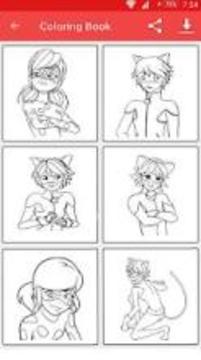Coloring pages for Ladybug and Cat Noir游戲截圖1
