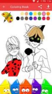 Coloring pages for Ladybug and Cat Noir游戲截圖4