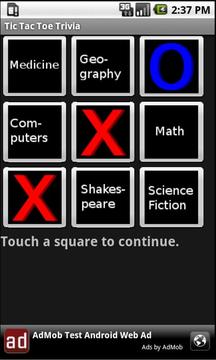智力問答 Tic Tac Toe Trvia游戲截圖3