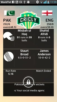 Cricly- Cricket Lockscreen游戲截圖1
