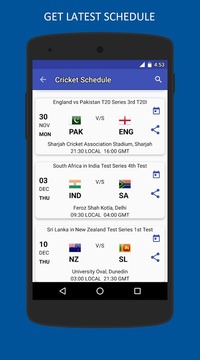 Cricket Schedule游戲截圖1