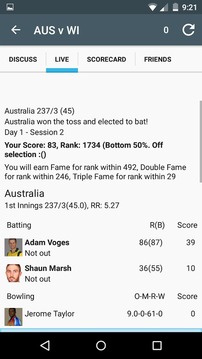 Fansy - Fantasy Cricket游戲截圖2