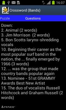 Crossword (Bands/Artists)游戲截圖4
