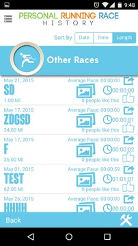 Personal Running Race History游戲截圖3