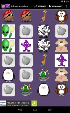 Animals & Aliens Memory Game游戲截圖2