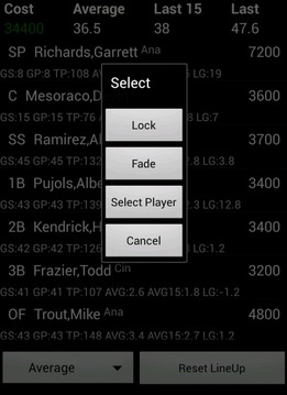 SetLineup - FanDuel MLB lineup游戲截圖2