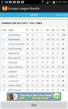 Europa League Results游戲截圖1