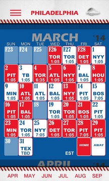 Baseball Pocket Sked- Phillies游戲截圖1