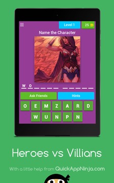 Heroes vs Villains - Trivia Game游戲截圖3