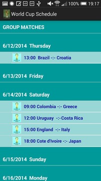 World Cup 2014 Brazil Schedule游戲截圖2