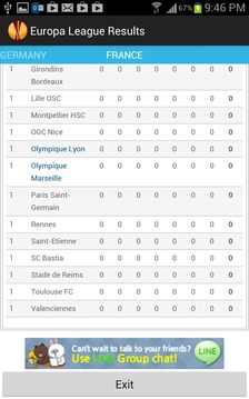 Europa League Results游戲截圖3