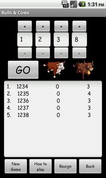 Bulls & Cows Lite游戲截圖2