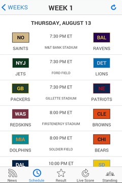 NFL 2014 Scores & Schedules游戲截圖3