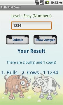 Bulls and Cows (Code Breaker)游戏截图4