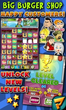 Big Burger Shop Match 3 Puzzle游戲截圖2