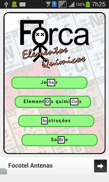Forca: Elementos Químicos游戲截圖1