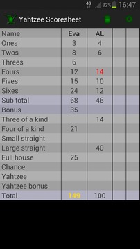 Yahtzee scoresheet游戲截圖1