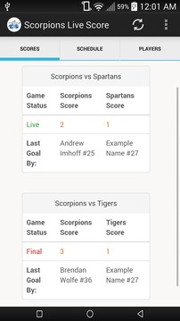 Scorpions Lacrosse Scores游戲截圖1