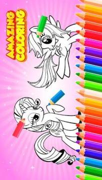 Coloring pony unicorn game游戲截圖2