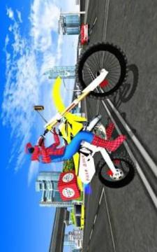 Super Hero Stunt Bike - Spider Hero Pizza Delivery游戲截圖2