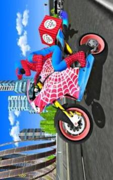 Super Hero Stunt Bike - Spider Hero Pizza Delivery游戲截圖1