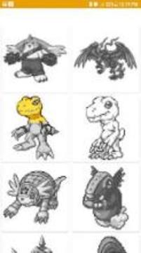 Color by Number Digimon Pixel Art游戲截圖4