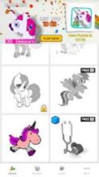 3D Unicorn Color by Number Pixel Art Coloring book游戲截圖3