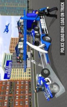 US Police Quad Bike ATV Robot Car Transporter Game游戲截圖5