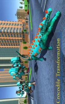 US Police Robot Car Cop Transform Crocodile Game游戲截圖3