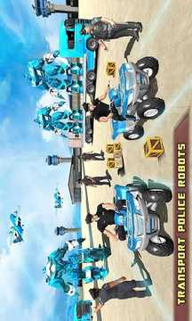 US Police ATV Quad Bike Robot Car Transporter Game游戲截圖2