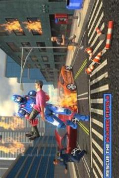 Captain Robot of America Flying Robot Bike Rescue游戲截圖3