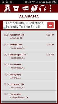 2014 Alabama Football Schedule游戲截圖1