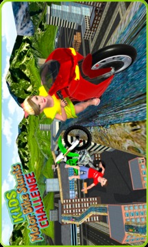 Kids MotorBike Roof Top Stunts游戲截圖2