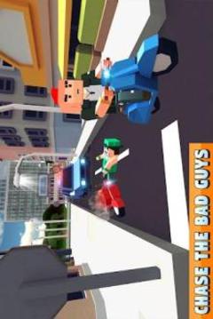 Blocky Police Dad Family: Criminals Chase Game游戲截圖4
