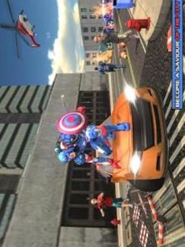 Captain Robot of America Flying Robot Bike Rescue游戲截圖5