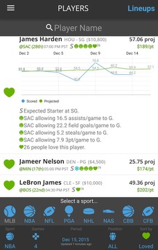 Optimal Lineups for DraftKings游戲截圖2