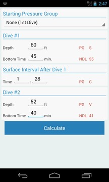 SCUBA Diving Planner游戲截圖2