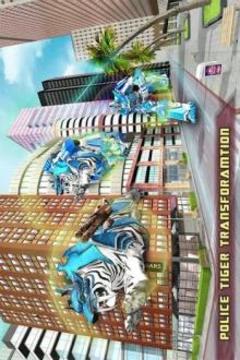 US Police Transform Robot Car White Tiger Game游戲截圖4