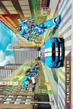 US Police Transform Robot Car White Tiger Game游戲截圖5
