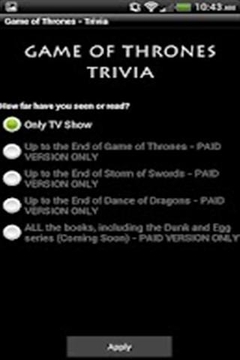 Game of Thrones - Trivia游戲截圖1