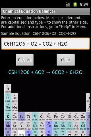 Chemical Equation Balancer截图2