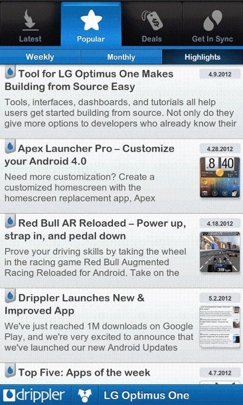 Drippler LG Optimus One截图1